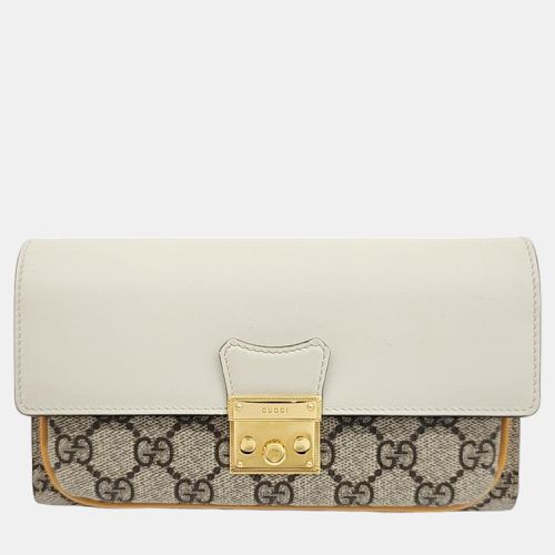 Ivory//Mustard GG Canvas and Leather Padlock Mini Chain Crossbody Bag - Gucci - Modalova