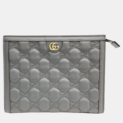 Gucci Grey Leather GG Clutch - Gucci - Modalova