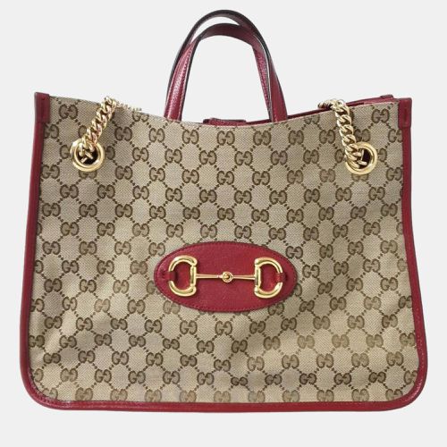 Gucci Brown GG Canvas 1955 Horsebit Medium Tote Bag - Gucci - Modalova