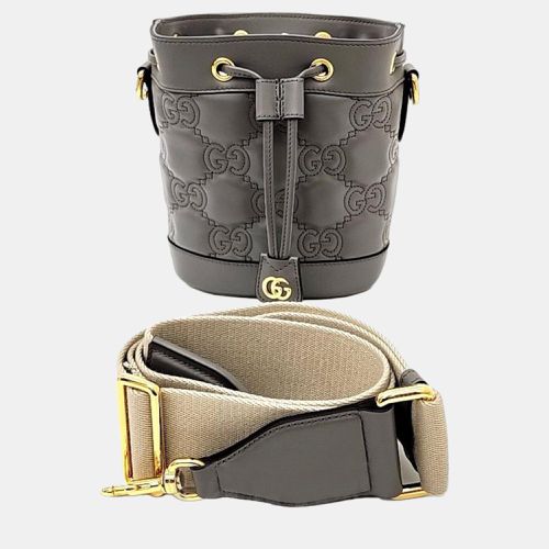 Gucci Grey Matelasse Leather GG Marmont Bucket Bag - Gucci - Modalova