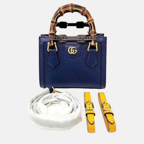 Blue Leather Mini Diana Tote Bag - Gucci - Modalova