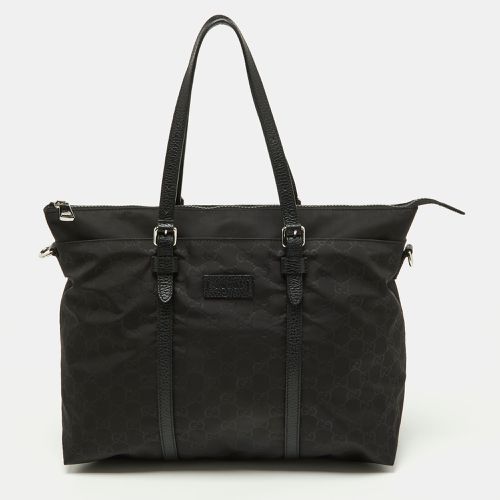 Gucci Black GG Nylon and Leather Top Zip Tote - Gucci - Modalova