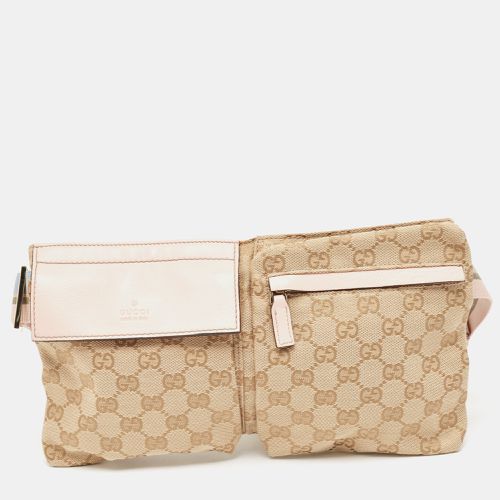 Gucci Pink/Beige GG Canvas and Leather Double Pocket Belt Bag - Gucci - Modalova