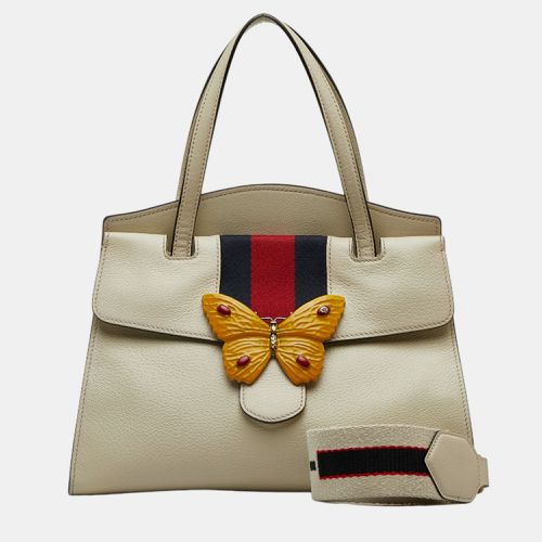 Gucci White Medium Web Linea Butterfly Totem Satchel - Gucci - Modalova