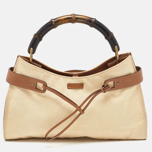 Gucci Beige/Brown Canvas and Leather Vintage Bamboo Hobo - Gucci - Modalova