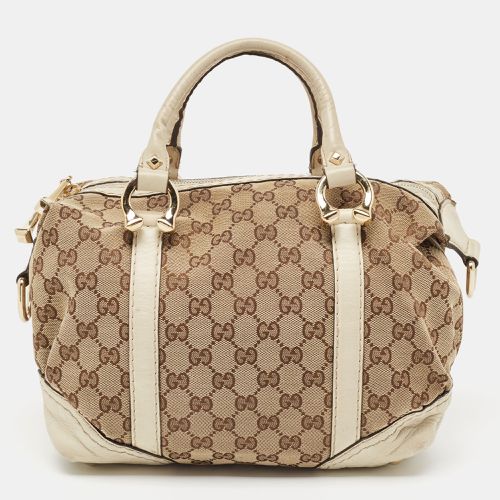 Gucci Beige/Off White GG Canvas and Leather Equestrian Horseshoe Satchel - Gucci - Modalova