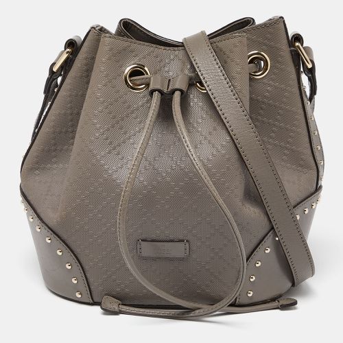 Gucci Grey Diamante Leather Medium Hilary Bucket Bag - Gucci - Modalova