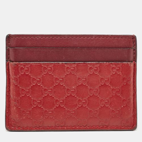 Burgundy Microssima Leather Card Holder - Gucci - Modalova