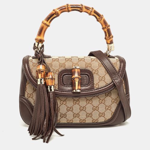 Gucci Beige/Brown GG Canvas and Leather Tassel New Bamboo Top Handle Bag - Gucci - Modalova