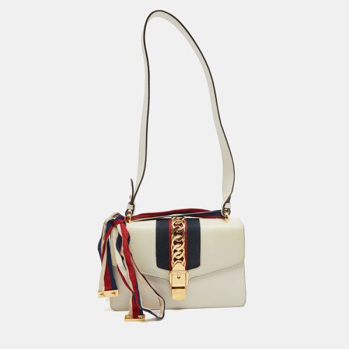 Gucci Off White Leather Small Web Sylvie Shoulder Bag - Gucci - Modalova