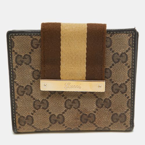 Brown GG Supreme Canvas Web Flap French Wallet - Gucci - Modalova