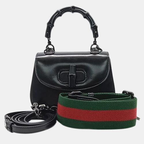 Gucci Black Leather Mini Bamboo 1947 Handle Bag - Gucci - Modalova