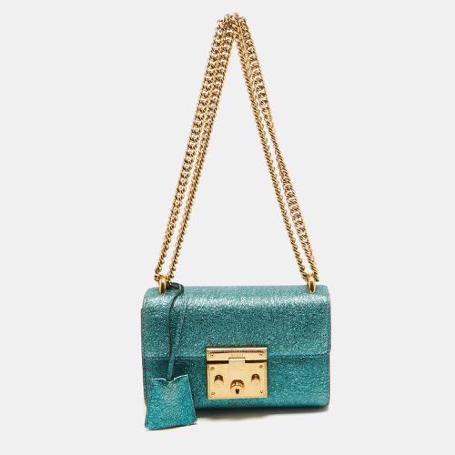 Metallic Teal Crinkled Leather Small Padlock Shoulder Bag - Gucci - Modalova