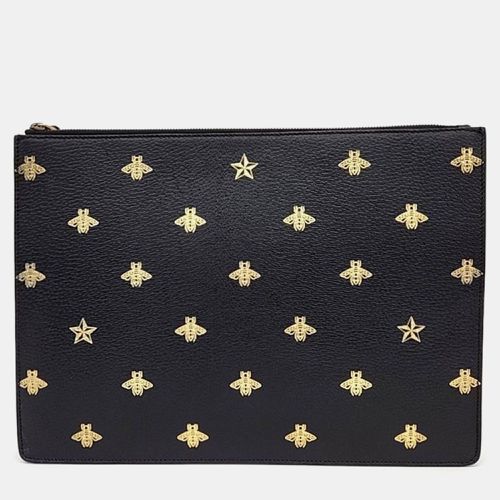 Gucci Black Leather Bee Star Clutch - Gucci - Modalova