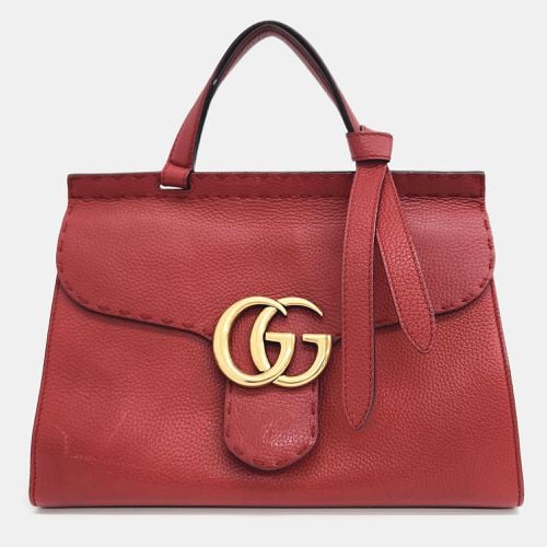 Gucci Red Leather GG Marmont Tote Bag - Gucci - Modalova