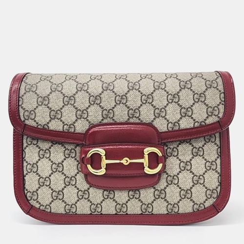 Gucci Beige/Red GG Canvas and Leather 1955 Horsebit Shoulder Bag - Gucci - Modalova