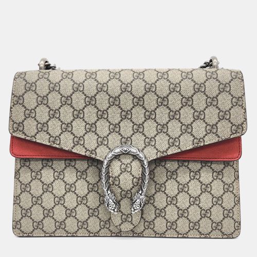 Gucci Red/Beige GG Canvas and Suede Medium Dionysus Shoulder Bag - Gucci - Modalova