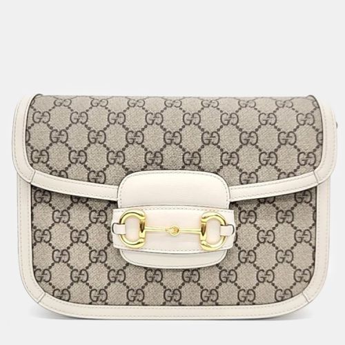 Gucci White GG Canvas and Leather Horsebit 1955 Shoulder Bag - Gucci - Modalova