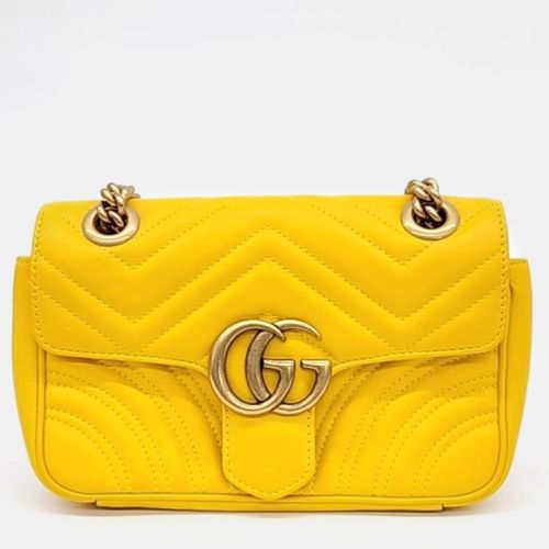 Gucci Yellow Quilted Leather GG Marmont Mini Shoulder Bag - Gucci - Modalova