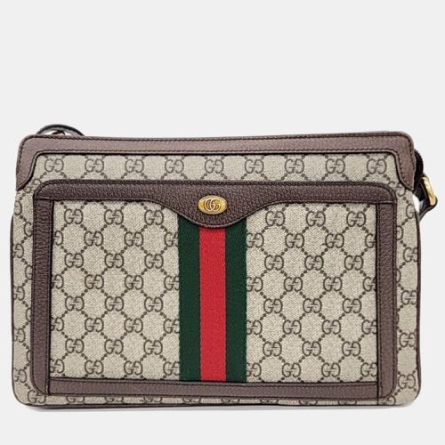 Gucci Beige New Acero GG Supreme Monogram Web Medium Ophidia Shoulder Bag - Gucci - Modalova