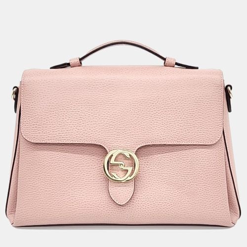 Gucci Soft Pink Dollar Calfskin Medium Interlocking G Top Handle Shoulder Bag - Gucci - Modalova