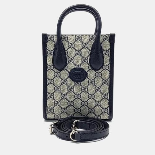 Gucci Navy Blue/Beige GG Canvas Interlocking G Mini Tote Bag - Gucci - Modalova