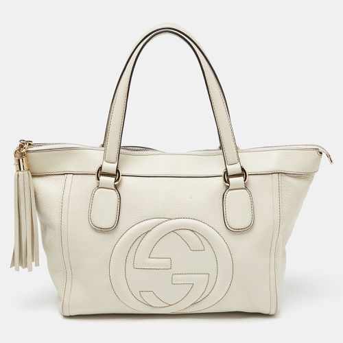 Gucci Cream Leather Soho Zip Tassel Tote - Gucci - Modalova