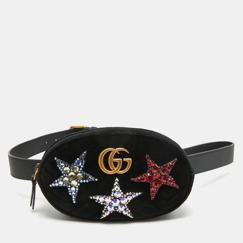 Gucci Black Matelassé Velvet Star Crystal GG Marmont Belt Bag - Gucci - Modalova