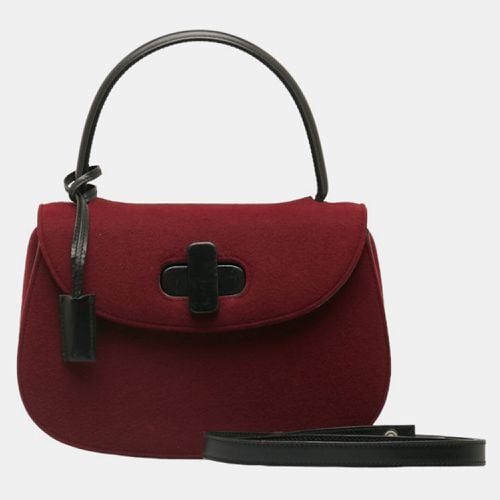 Gucci Red Cotton Twist Lock Bamboo Shoulder Bag - Gucci - Modalova