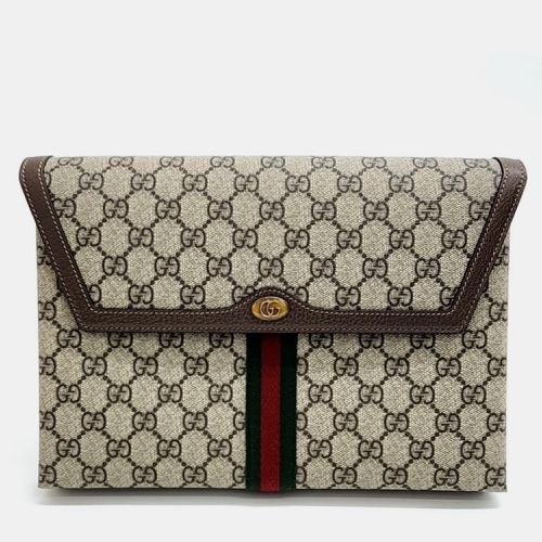 Gucci Beige gg canvas Opidia GG Clutch - Gucci - Modalova