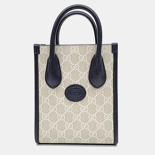 Gucci Ivory/Navy GG Canvas Ophidia Mini Tote Bag - Gucci - Modalova