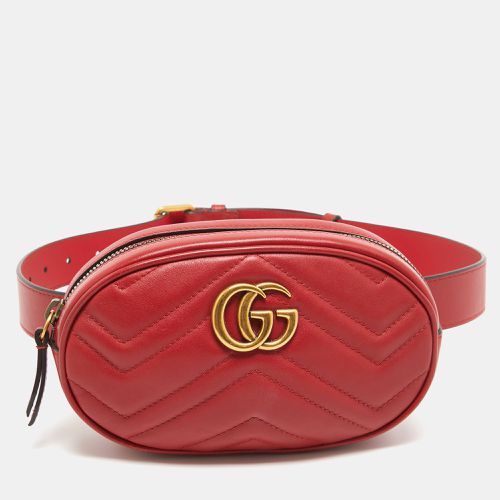 Gucci Red Matelassé Leather GG Marmont Belt Bag - Gucci - Modalova