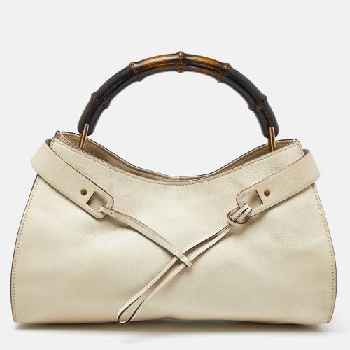 Gucci Cream Leather Bamboo Top Handle Bag - Gucci - Modalova