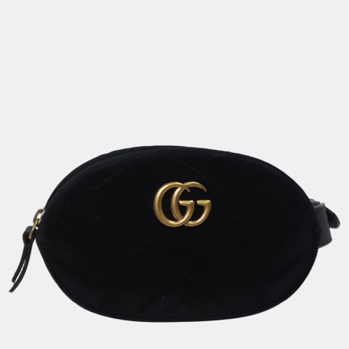 Gucci Black Velvet GG Marmont Belt Bag - Gucci - Modalova