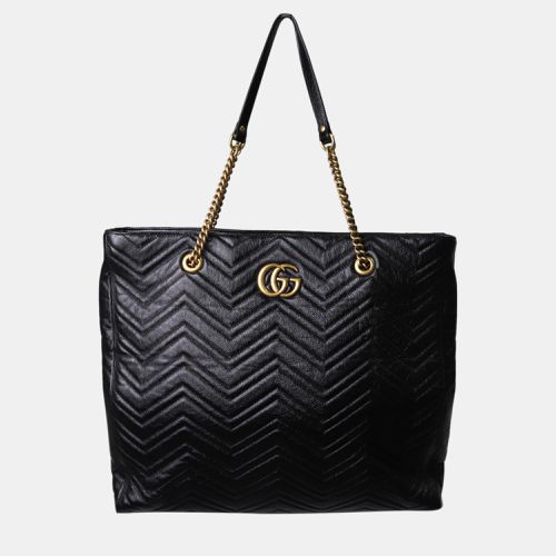 Gucci Black leather GG Marmont Matelassé Tote bag - Gucci - Modalova