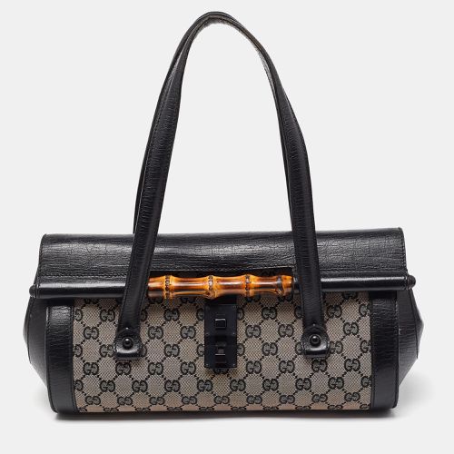 Gucci Beige/Black GG Canvas and Leather Bamboo Bullet Satchel - Gucci - Modalova