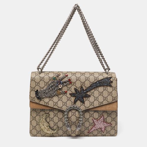 Gucci Beige GG Supreme Canvas and Suede Medium Dionysus Embellished Shoulder Bag - Gucci - Modalova