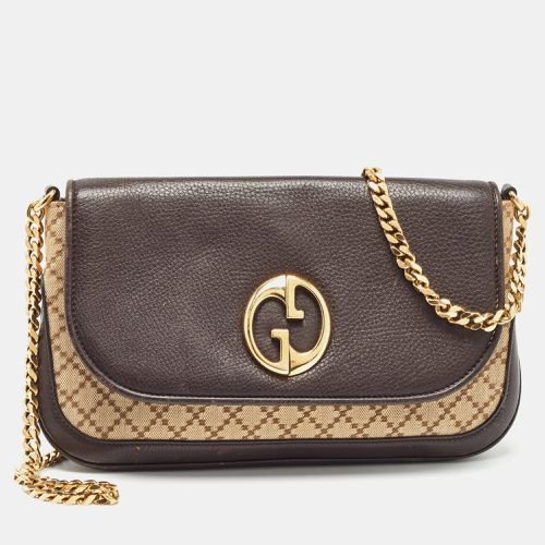 Gucci Beige/Brown Diamante Canvas and Leather GG Chain Shoulder Bag - Gucci - Modalova