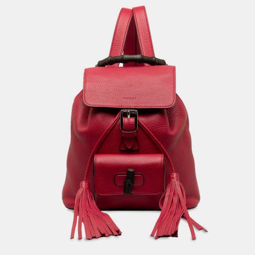 Gucci Red Leather Bamboo Fringe Backpack - Gucci - Modalova