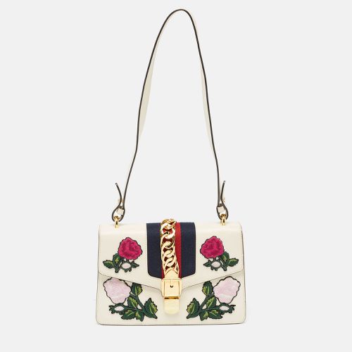 Off Leather Small Web Embroidered Sylvie Shoulder Bag - Gucci - Modalova