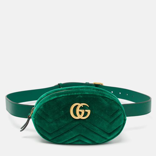 Gucci Green Matelassé Velvet Mini GG Marmont Belt Bag - Gucci - Modalova