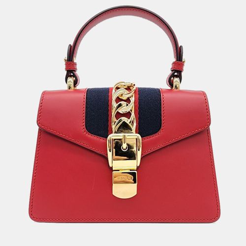 Gucci Red Leather Mini Sylvie Top Handle Bag - Gucci - Modalova