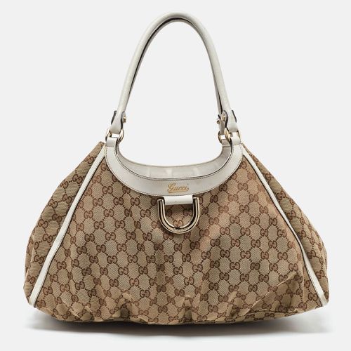 Gucci Beige/White GG Canvas and Leather Large Abbey D Ring Shoulder Bag - Gucci - Modalova