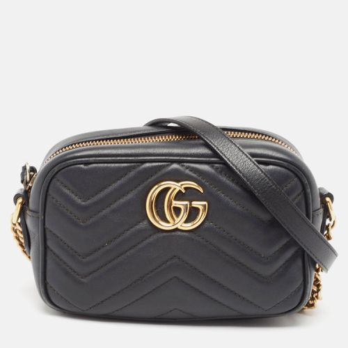 Gucci Black Matelassé Leather Mini GG Marmont Crossbody Bag - Gucci - Modalova