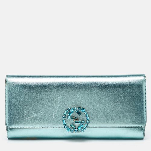 Gucci Metallic Leather Crystal Interlocking G Broadway Clutch - Gucci - Modalova