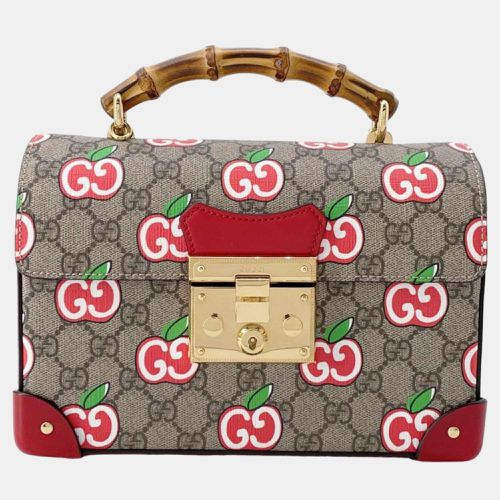 Gucci Beige/Red GG Supreme Canvas and Leather Apple Bamboo Top Handle Bag - Gucci - Modalova