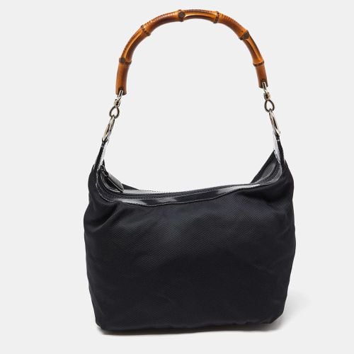 Gucci Black Nylon and Patent Leather Bamboo Handle Bag - Gucci - Modalova