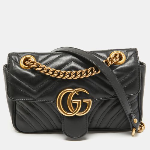 Gucci Black Matelassé Leather Mini GG Marmont Shoulder Bag - Gucci - Modalova