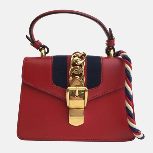 Gucci Red Leather Mini Sylvie Shoulder Bag - Gucci - Modalova