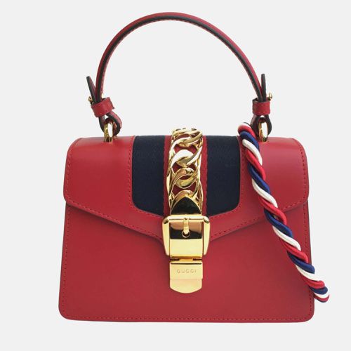 Gucci Red Leather Mini Sylvie Shoulder Bag - Gucci - Modalova